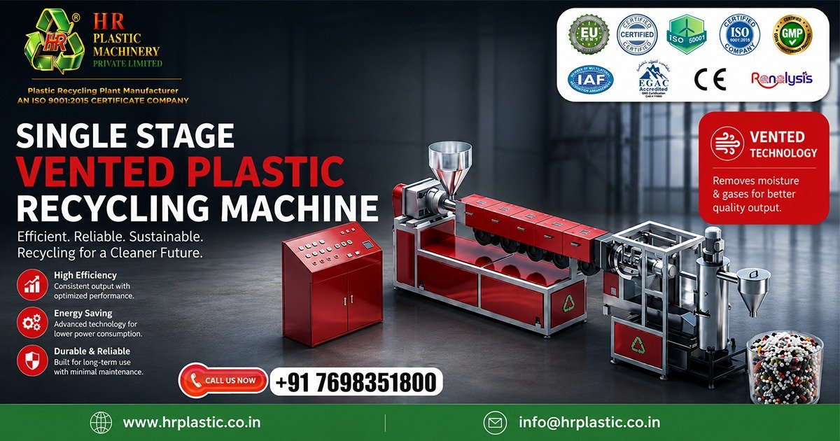 Single Stage Vented Plastic Recycling Machine In Cambodia | HR Plastic Industries